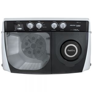 Voltas Beko No kg Semi Automatic Washing Machine (Grey) WTT120AGRT/HB Top View